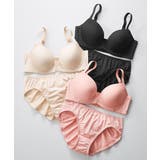 シンプルフロントホックシームレスブラジャーショーツ3セット組