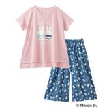 ピンク系 | ミッフィー 綿混半袖ルームウェア上下セット(トップス:天竺 ボトム:楊柳) | nissen