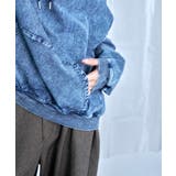 Denim-Look Pullover Sweat Hoodie | Nora Lily | 詳細画像5