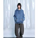 Denim-Look Pullover Sweat Hoodie | Nora Lily | 詳細画像7
