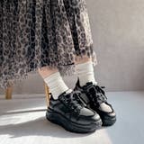 ブラック | 厚底 デザイン シューレース フリンジスニーカー | Noubel Voug Relax