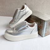 シルバー | 極ふわ 厚底フラットソール 甲ゴムスリッポンスニーカー | Noubel Voug Relax