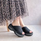 ブラック | 大人カラー 厚底 クロスデザインミュールサンダル | Noubel Voug Relax