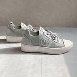 シルバー | 上品スニーカー サッと履ける レザーニット レースアップスニーカー | Noubel Voug Relax