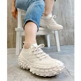 ホワイト | 軽量ボリュームソールニットスニーカー | Noubel Voug Relax