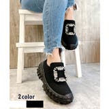 軽量ボリュームソールビジューバックルスニーカー | Noubel Voug Relax | 詳細画像1 