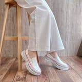 ホワイト | 厚底 幅広 シンプルスリッポンスニーカー | Noubel Voug Relax