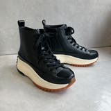 ブラック | 厚底 サイドファスナー ハイカット レースアップスニーカー | Noubel Voug Relax