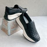 ブラック | 上品スニーカー 厚底 編み込みデザイン サイドゴア スリッポンスニーカー | Noubel Voug Relax