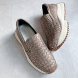 ブロンズ | 上品スニーカー 厚底 編み込みデザイン サイドゴア スリッポンスニーカー | Noubel Voug Relax