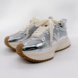 シルバー | 上品スニーカー サッと履ける 異素材厚底スニーカー | Noubel Voug Relax