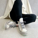 ホワイト | 厚底 ジップアップ ラベル スニーカー | Noubel Voug Relax