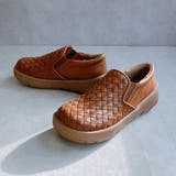 キャメル | Rin Clover 厚底 編み込み スリッポンシューズ | Noubel Voug Relax