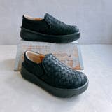 ブラック | Rin Clover 厚底 編み込み スリッポンシューズ | Noubel Voug Relax