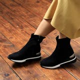 ブラック | 厚底 ストレッチ ハイカットスニーカー | Noubel Voug Relax