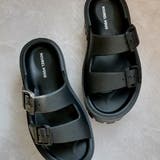 ブラック | 厚底タンクソール ダブルベルトサンダル | Noubel Voug Relax