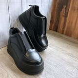 ブラック | 厚底 シンプルデザイン プラットフォームスニーカー | Noubel Voug Relax