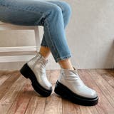 シルバー | 厚底 サイドファスナー ダブルソールショートブーツ | Noubel Voug Relax
