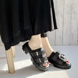 ブラック | ダブルベルトトラックソールミュールサンダル | Noubel Voug Relax