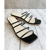 ブラック | スクエアトゥ 細ストラップサンダル | Noubel Voug Relax