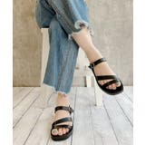 ブラック | アシメデザインメニーストラップサンダル | Noubel Voug Relax