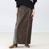 フェイクレザーパイピングロングスカート | FUNNY COMPANY＋  | 詳細画像4 