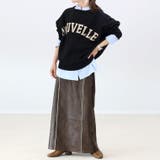 フェイクレザーパイピングロングスカート | FUNNY COMPANY＋  | 詳細画像9 