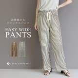 ストライプレースイージーワイドパンツ | FUNNY COMPANY+ | 詳細画像1