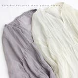 シワ加工キーネックシアーギャザーブラウス | FUNNY COMPANY＋  | 詳細画像8 