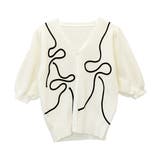 コード刺繍片畦Vネックカーディガン | FUNNY COMPANY＋  | 詳細画像26 