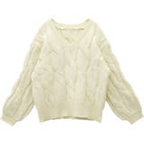 バルキーケーブルVネックニットプルオーバー | FUNNY COMPANY＋  | 詳細画像26 