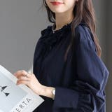 シワ加工フリルネック前開きブラウス | FUNNY COMPANY＋  | 詳細画像5 