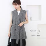 ミックスツイードベルト付テーラードベスト | FUNNY COMPANY＋  | 詳細画像16 