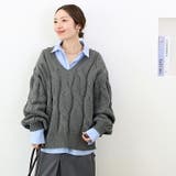 バルキーケーブルVネックニットプルオーバー | FUNNY COMPANY＋  | 詳細画像13 