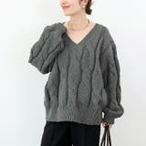 バルキーケーブルVネックニットプルオーバー | FUNNY COMPANY＋  | 詳細画像14 