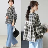 シアーチェックバックフリルブラウス | FUNNY COMPANY＋  | 詳細画像13 