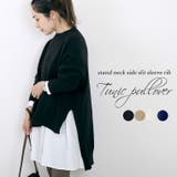 スタンドネックサイドスリット袖リブチュニックプルオーバー | FUNNY COMPANY＋  | 詳細画像1 