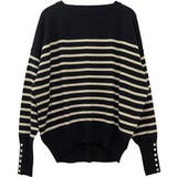 袖ボタンやわらかストレッチボーダーニットプルオーバー | FUNNY COMPANY＋  | 詳細画像27 