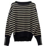 袖ボタンやわらかストレッチボーダーニットプルオーバー | FUNNY COMPANY＋  | 詳細画像25 