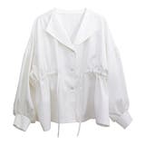 長袖オープンカラー杢無地ドロストブラウス | FUNNY COMPANY＋  | 詳細画像27 