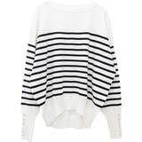 袖ボタンやわらかストレッチボーダーニットプルオーバー | FUNNY COMPANY＋  | 詳細画像28 