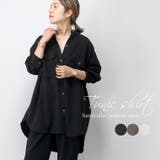 バンドカラーエステルスパンシャツチュニック | FUNNY COMPANY＋  | 詳細画像1 