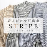 T/Cストライプバンドカラー長袖シャツワンピース | FUNNY COMPANY＋  | 詳細画像2 