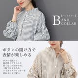 T/Cストライプバンドカラー長袖シャツワンピース | FUNNY COMPANY＋  | 詳細画像6 