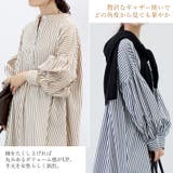 T/Cストライプバンドカラー長袖シャツワンピース | FUNNY COMPANY＋  | 詳細画像12 