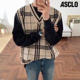 ASCLO(エジュクロ)オーバーサイズチェックVネックベスト | 3rd Spring | 詳細画像1