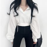 【フリー】アイボリー | Beidelli(ベイデリ)Vネッククロップドパーカー | 3rd Spring