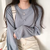 【フリー】ブルー | Beidelli(ベイデリ)ラウンドネックデイリー長袖Tシャツ | 3rd Spring