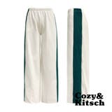 【フリー】アイボリー | Cozy＆Kitsch(コージー＆キッチ)リブラインバンディングワイドパンツ | 3rd Spring