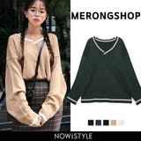 MERONGSHOPオーバーフィットVネックニット 韓国 韓国ファッション | 3rd Spring | 詳細画像1 
